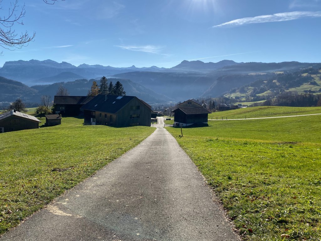 Von Maien hinunter ins Dorfzentrum von Schwarzenberg