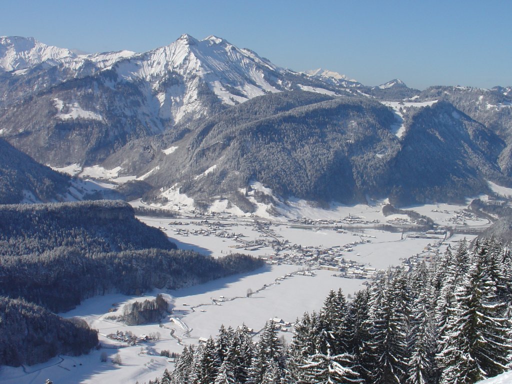 Panoramaaussicht auf Bezau von Baumgarten